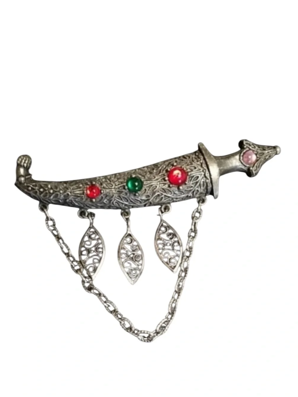 Vintage Hollycraft Jeweled Sword Brooch